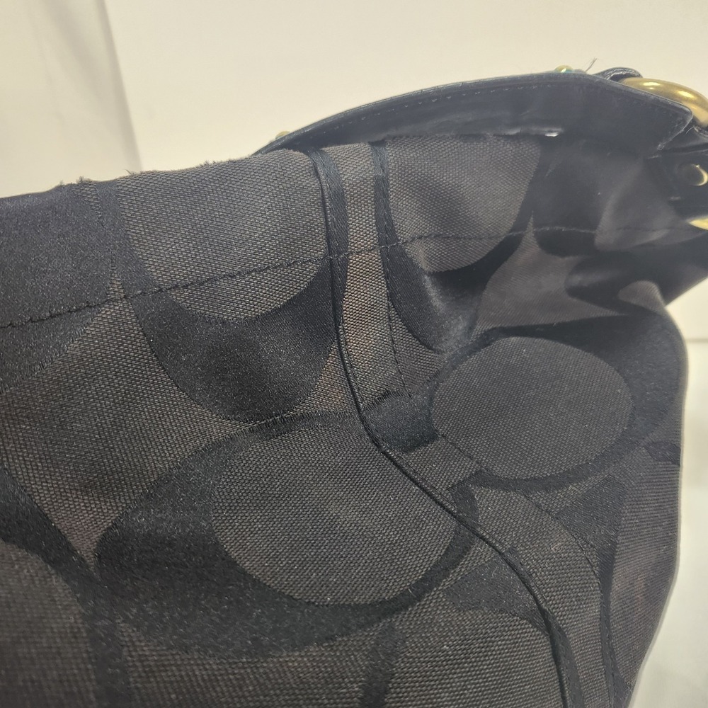 Coach Y2K Vintage Signature Carly Canvas Large Black Hobo Shoulder Purse - Picture 7 of 7